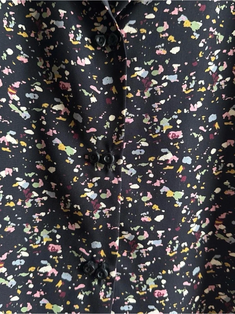 Black Floral Button-Up Blouse - Picture 2 of 5